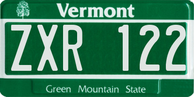 VT license plate ZXR122