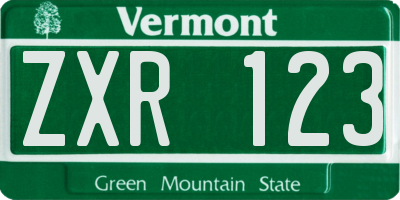 VT license plate ZXR123