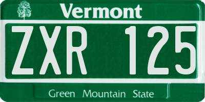 VT license plate ZXR125