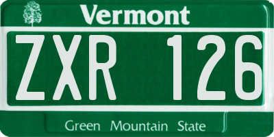 VT license plate ZXR126