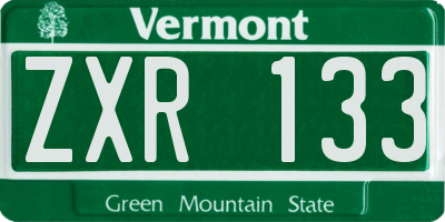 VT license plate ZXR133