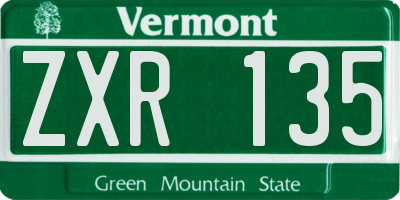 VT license plate ZXR135
