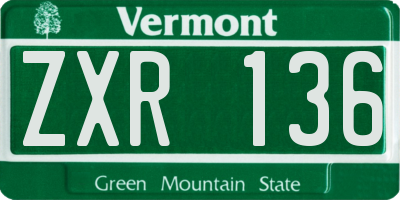 VT license plate ZXR136
