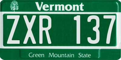 VT license plate ZXR137