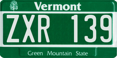 VT license plate ZXR139