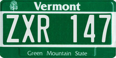 VT license plate ZXR147