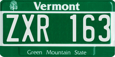 VT license plate ZXR163