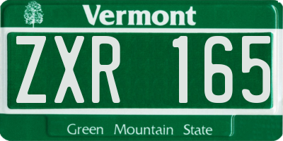 VT license plate ZXR165