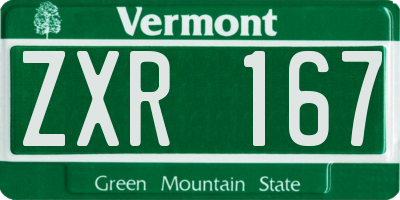 VT license plate ZXR167