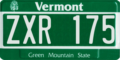 VT license plate ZXR175