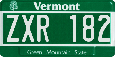 VT license plate ZXR182