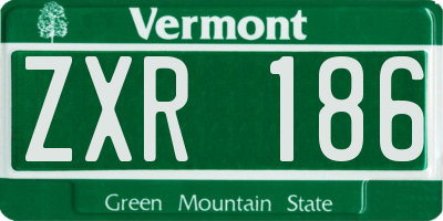 VT license plate ZXR186