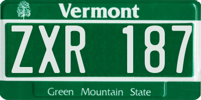 VT license plate ZXR187