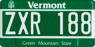 VT license plate ZXR188