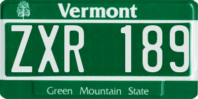 VT license plate ZXR189