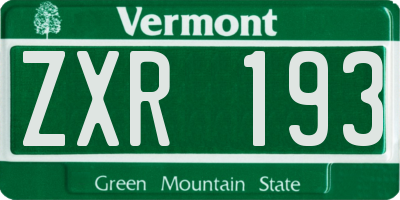 VT license plate ZXR193