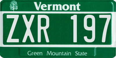 VT license plate ZXR197