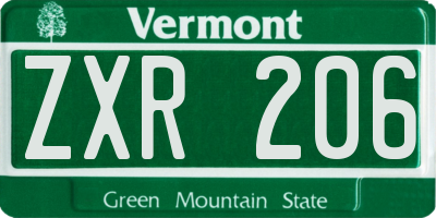 VT license plate ZXR206