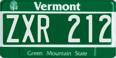 VT license plate ZXR212