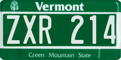 VT license plate ZXR214