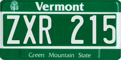VT license plate ZXR215