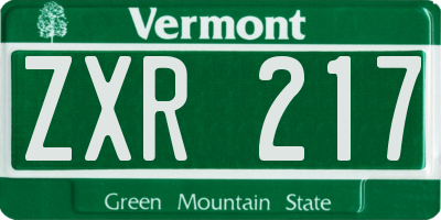 VT license plate ZXR217