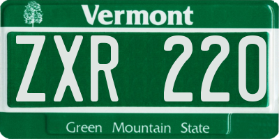 VT license plate ZXR220