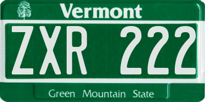 VT license plate ZXR222