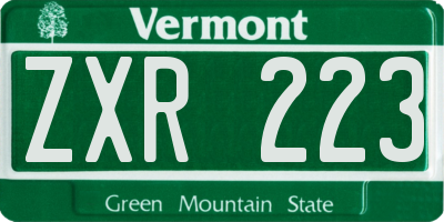 VT license plate ZXR223