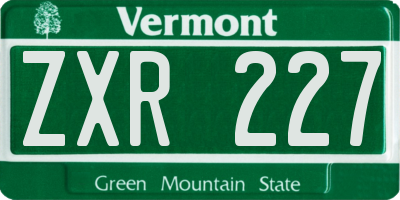 VT license plate ZXR227