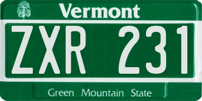 VT license plate ZXR231