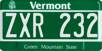 VT license plate ZXR232