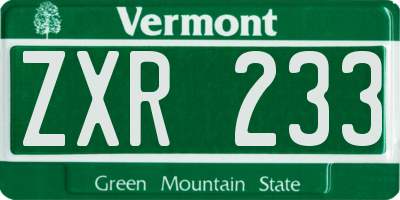 VT license plate ZXR233