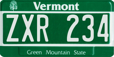 VT license plate ZXR234