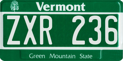 VT license plate ZXR236