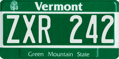 VT license plate ZXR242