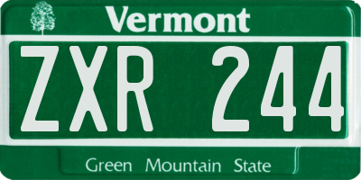 VT license plate ZXR244