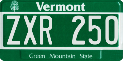 VT license plate ZXR250