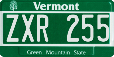 VT license plate ZXR255