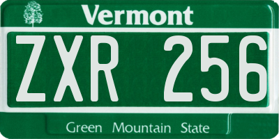VT license plate ZXR256