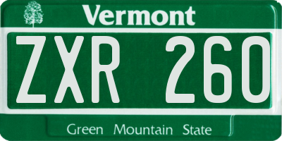 VT license plate ZXR260