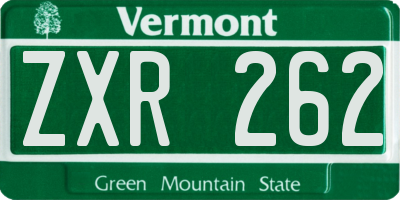 VT license plate ZXR262