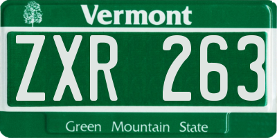 VT license plate ZXR263