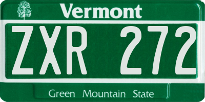 VT license plate ZXR272