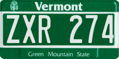 VT license plate ZXR274