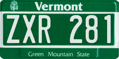 VT license plate ZXR281