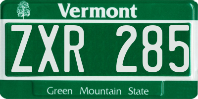 VT license plate ZXR285