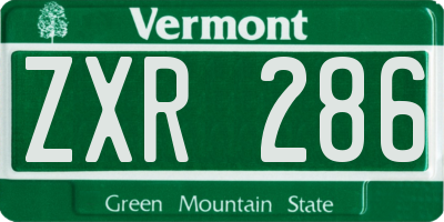 VT license plate ZXR286