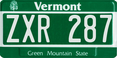 VT license plate ZXR287