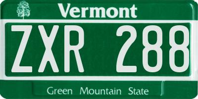 VT license plate ZXR288
